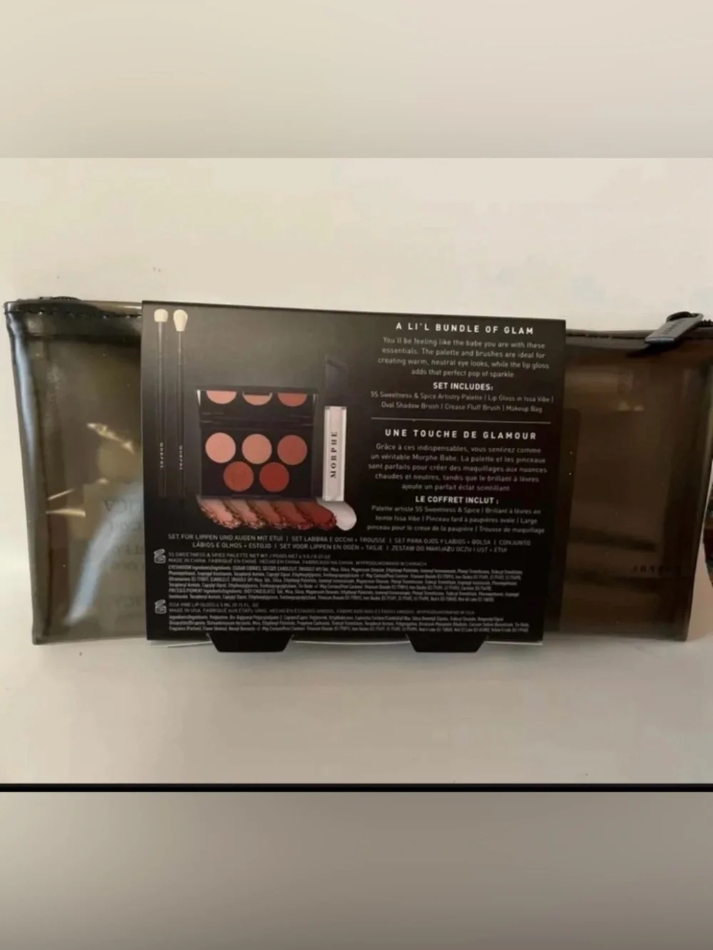 Morphe Whoa La La Lip & Eye Set + Bag (Palette, Lip Gloss, 2 Brushes, & Bag).